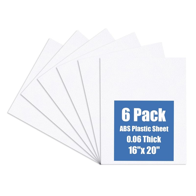 KINLINK White ABS Plastic Sheet 16" x 20"x 0.06" Flexible Moldable Impact Strength and High Tensile 1/16" Thick (1.5mm) Abs Sheet Moldable Plastic DIY Materials for Home Decor and Handicrafts 6 Pack - Image 1